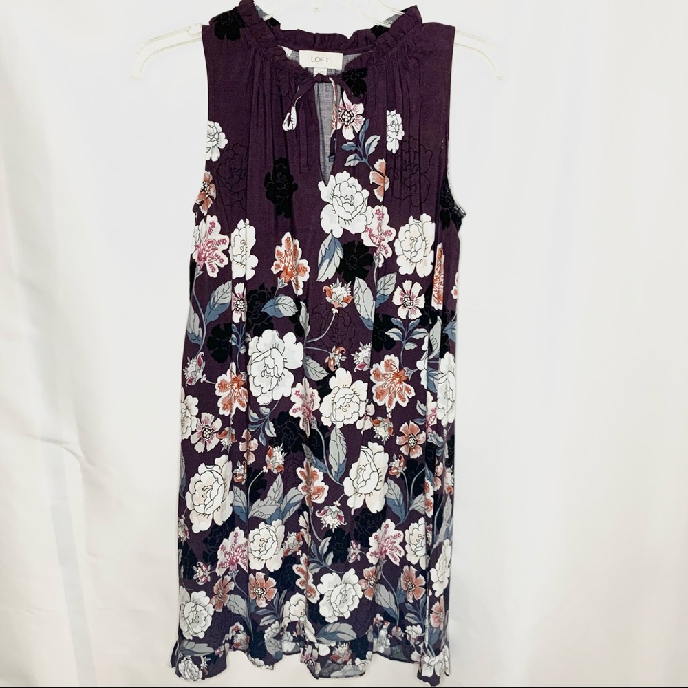 NWOT- Loft Purple Floral Sleeveless Dress